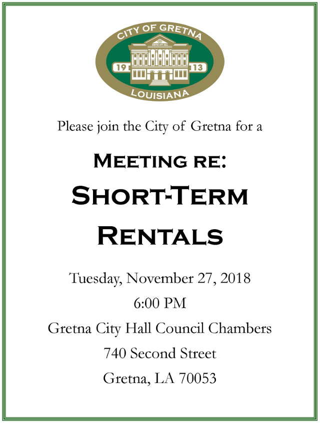 Short Term Rental Meeting Notice Nov 27 2018