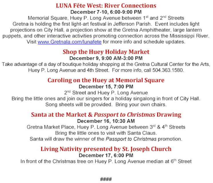 Christmas Events 2023 City Of Gretna City Of Gretna